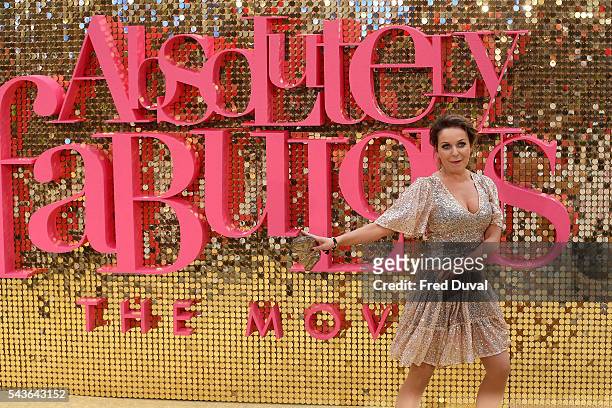 Julia Sawalha attends the World premiere of "Absolutely Fabulous" at Odeon Leicester Square on June 29, 2016 in London, England.
