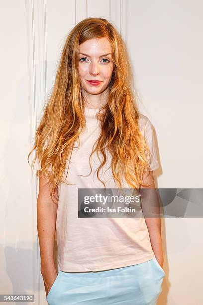 German actress Pheline Roggan attends the Malaikaraiss defilee during the Der Berliner Mode Salon Spring/Summer 2017 at Kronprinzenpalais on June 28,...