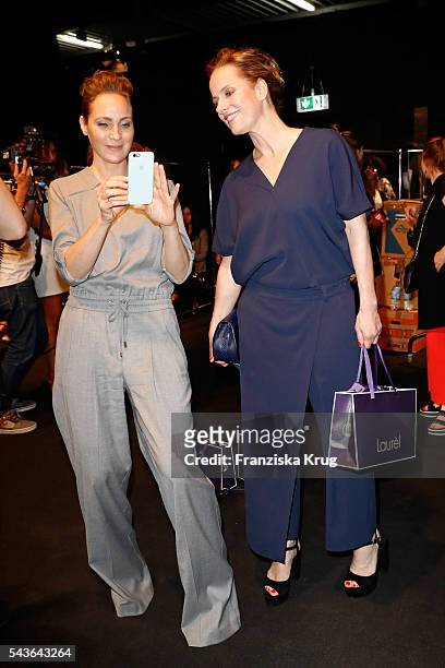 Jeanette Hain and Claudia Michelsen attend the Laurel show during the Mercedes-Benz Fashion Week Berlin Spring/Summer 2017 at Erika Hess Eisstadion...