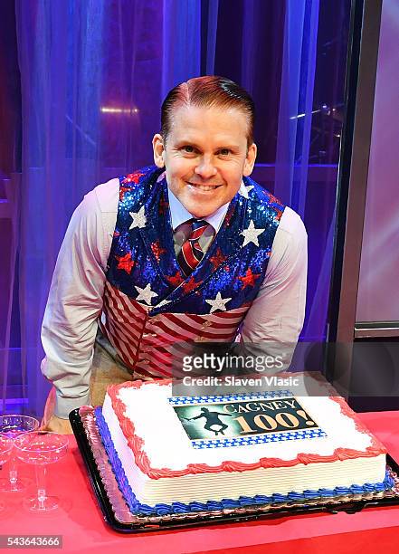 Actor Robert Creighton celebrates the 100th performance of "Cagney" at The Westside Theatre on June 29, 2016 in New York City.