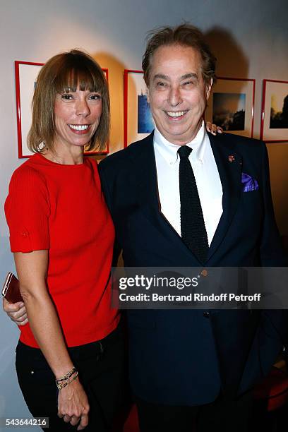 Mathilde Favier and Gilles Dufour attend the Private View of "Francoise Sagan, Photographer" : Photo Exhibition at Galerie Pierre Passebon on June...