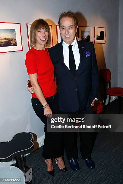 Mathilde Favier and Gilles Dufour attend the Private View of "Francoise Sagan, Photographer" : Photo Exhibition at Galerie Pierre Passebon on June...