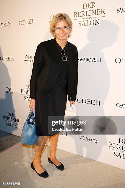 Inga Griese-Schwenkow attends the Odeeh defilee during the Der Berliner Mode Salon Spring/Summer 2017 at Berliner Schloss city palace on June 28,...