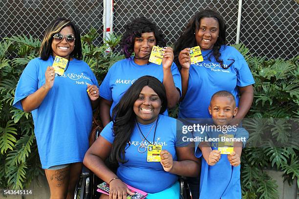 Tashai Hildreth, Toni Hildreth, Lela Pennington, Make a Wish recipient Tiara Hildreth, and Terrence Hildreth attends Make A Wish VIP Experience At...