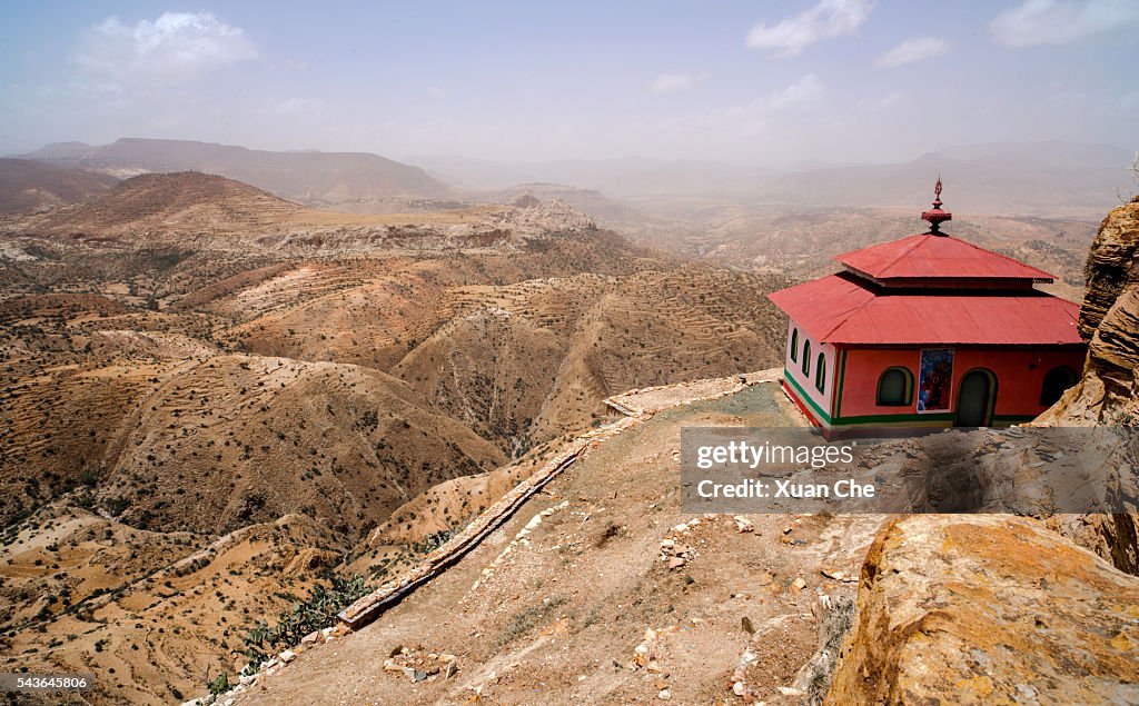 Ethiopian landscape and monastery: