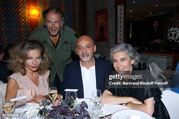 Eva Ionesco, her husband Simon Liberati, Christian Louboutin and Elisabeth Quin attend the Dinner following the Private View of "Francoise Sagan,...