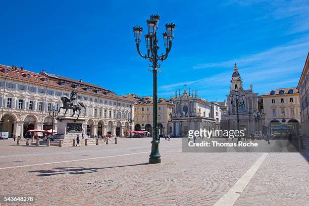 piazza san carlo in turin - turin stock pictures, royalty-free photos & images