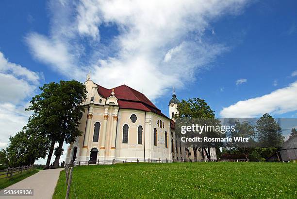 wieskirche, wies near steingaden, romantic road, bavaria - wieskirche stock-fotos und bilder