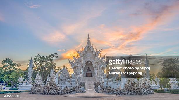 wat rong khun white temple of northern thailand - chiang mai province stock pictures, royalty-free photos & images