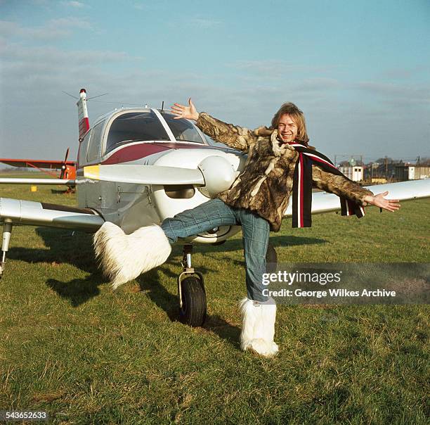 Alan Williams, lead singer with pop group The Rubettes with his private plane. The Rubettes first and biggest hit was "Sugar Baby Love" which was a...