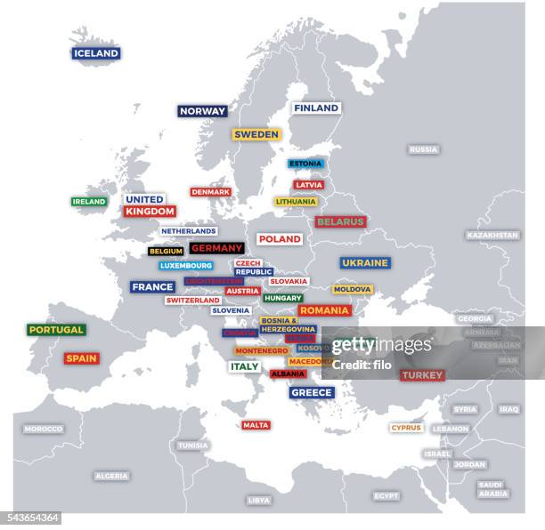 labeled european map - luxembourg benelux stock illustrations