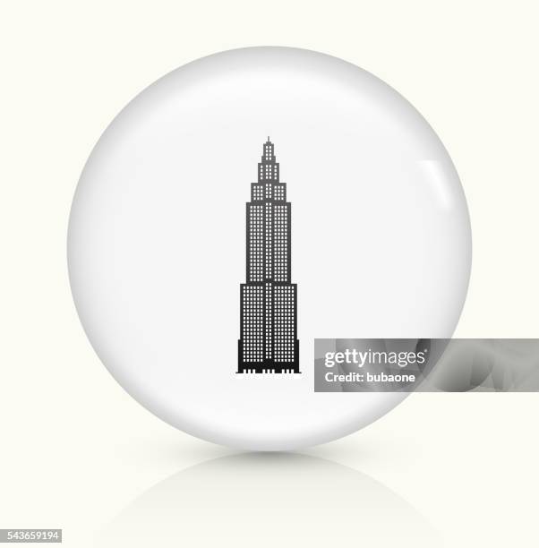 skyscraper icon on white round vector button - city window reflection stock illustrations