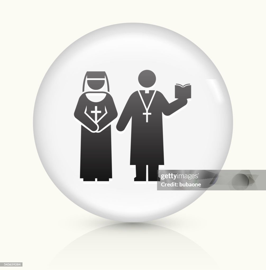 Nun and Priest icon on white round vector button