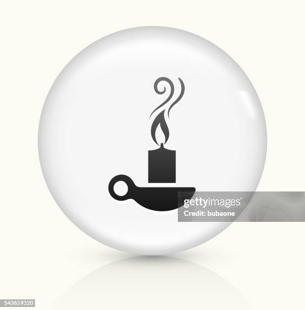 candle icon on white round vector button - melted wax stock illustrations