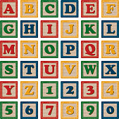 Wooden Children's Toy Alphabet Blocks Set