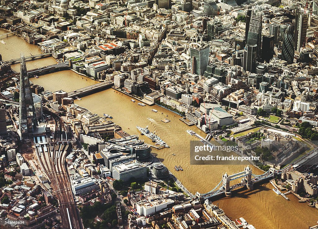 London early morning skyline aerial view
