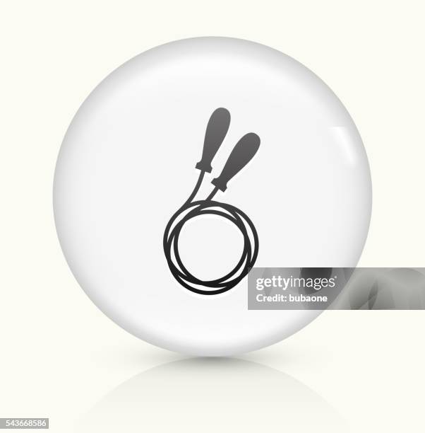 jump rope icon on white round vector button - skip stock illustrations