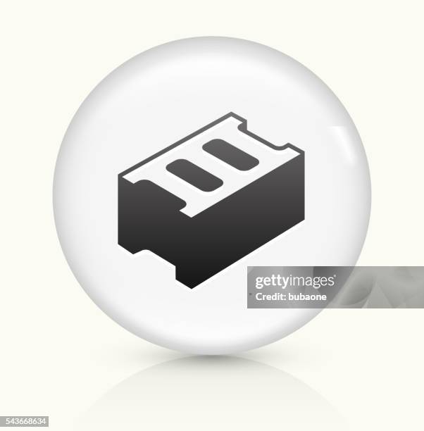 bricks icon on white round vector button - beige brick stock illustrations