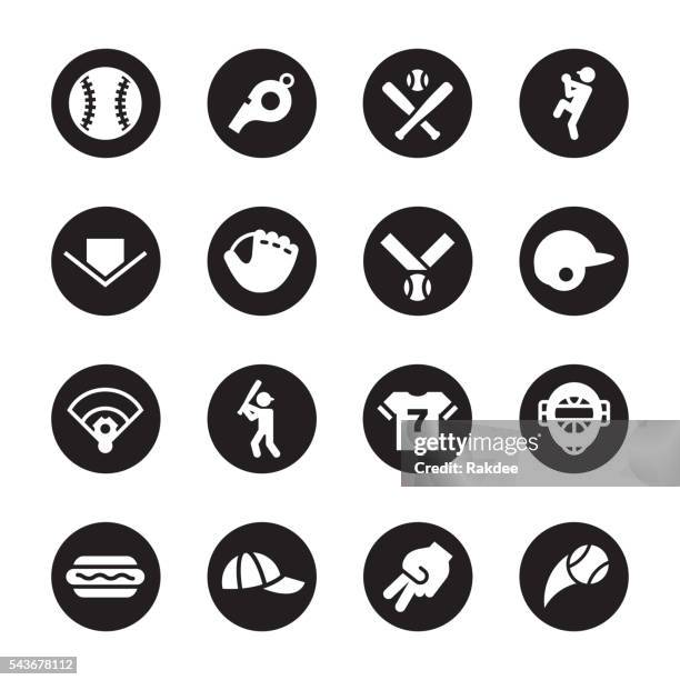 stockillustraties, clipart, cartoons en iconen met baseball icon - black circle series - honkballiga