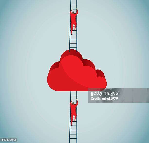 cloud computing  - treppenhaus leute wissenschaft stock-grafiken, -clipart, -cartoons und -symbole