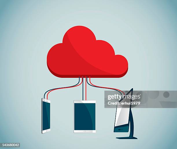 cloud computing - data on computer screen stock illustrations