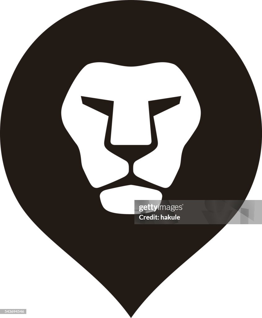Icono del logotipo de la cabeza del león, ilustración vectorial