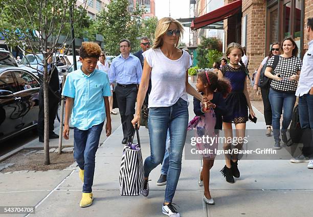 Heidi Klum is seen with her children Henry, Lou, and Helene on June 29, 2016 in New York City.