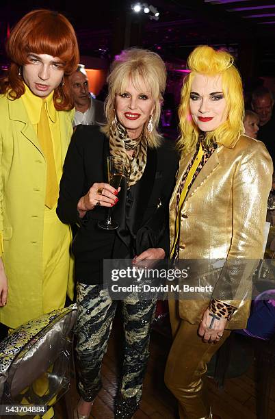 Josh Quinton, Joanna Lumley and Pam Hogg attend the World Premiere after party of "Absolutely Fabulous: The Movie" at Liberty on June 29, 2016 in...