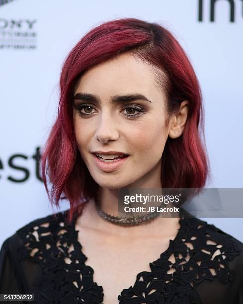 Lily Collins attends a Sony Pictures Television Social Soiree featuring Amazon pilots, 'The Last Tycoon' and 'The Interestings' on June 28, 2016 in...