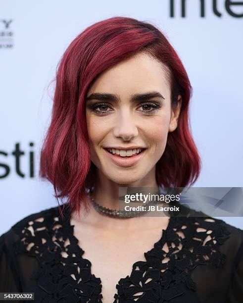 Lily Collins attends a Sony Pictures Television Social Soiree featuring Amazon pilots, 'The Last Tycoon' and 'The Interestings' on June 28, 2016 in...