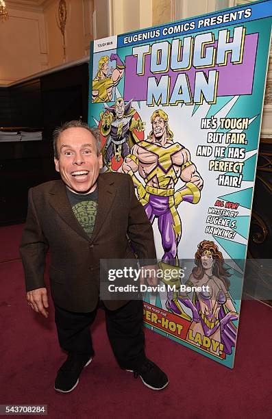 Warwick Davis attends the world premiere concert performance of "Eugenius!" at The London Palladium on June 29, 2016 in London, England.