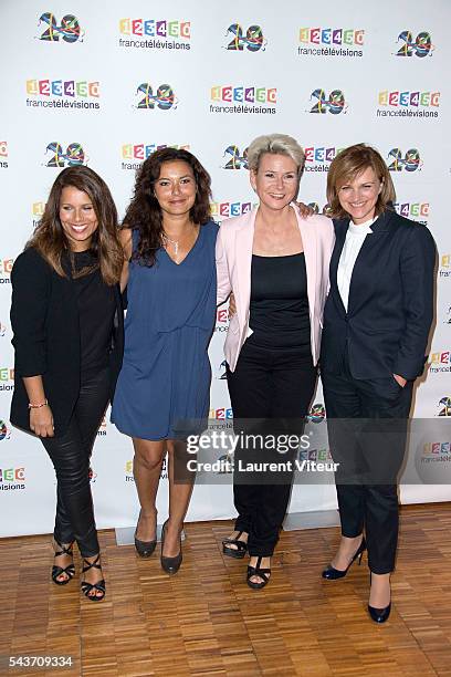 Tania Young, Anais Baydemir, Nathalie Rihouet and Valerie Maurice attend the 'Rendez-vous du 29' Photocall at France Television on June 29, 2016 in...