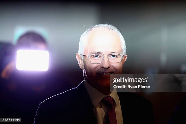 Prime Minister Malcolm Turnbull arrives to delivershis election address to the National Press Club on June 30, 2016 in Canberra, Australia. The Prime...