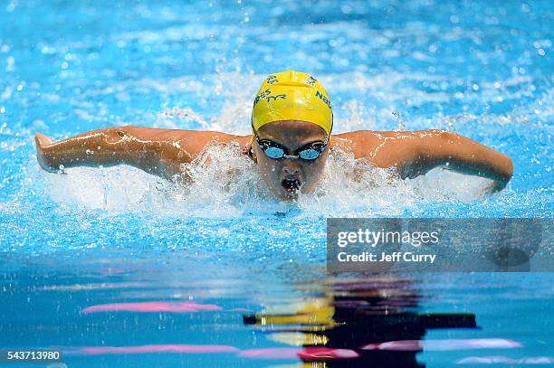 Katie McLaughlin of the United States competes in a semi-final heat for the Women's 200 Meter Butterfly during Day Four of the 2016 U.S. Olympic Team...