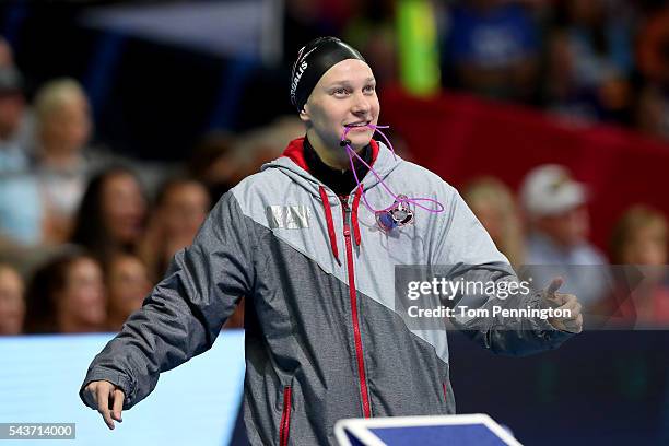 Melanie Margalis of the United States prepares to compete in a final heat for the Women's 200 Meter Freestyle during Day Four of the 2016 U.S....