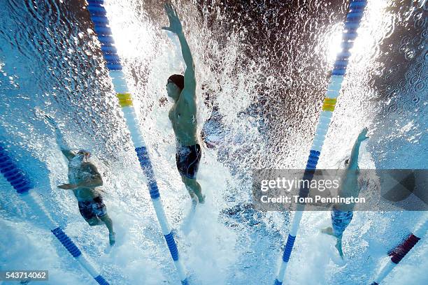 Nathan Adrian of the United States competes in a semi-final heat for the Men's 100 Meter Freestyle during Day Four of the 2016 U.S. Olympic Team...