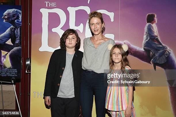 Bella Ruffalo, Sunrise Ruffalo and Odette Ruffalo attend a screening of "The BFG" hosted by Disney and The Cinema Society at Village East Cinema on...