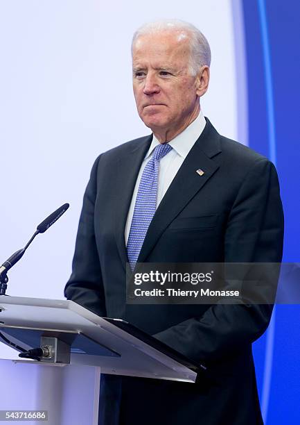 Brussels, Belgium, February 6, 2015. -- US Vice President Joseph Robinette "Joe" Biden, Jr is welcome by the President of the EU Council prior to a...