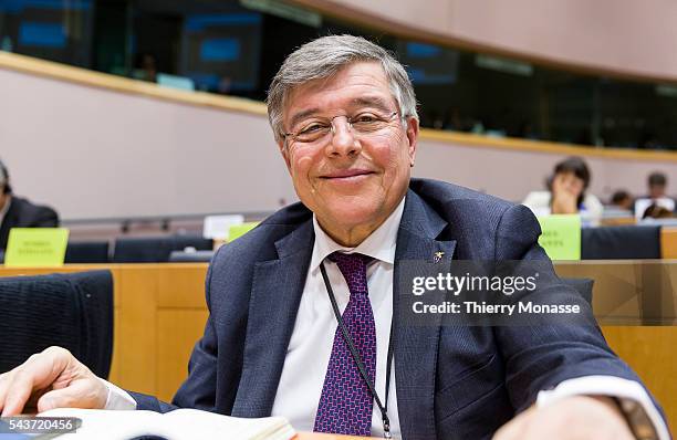 Brussels, Belgium, February 24; 2015. -- Italian MEP Flavio ZANONATO is listening during a Committee on Industry, Research and Energy who hold a...