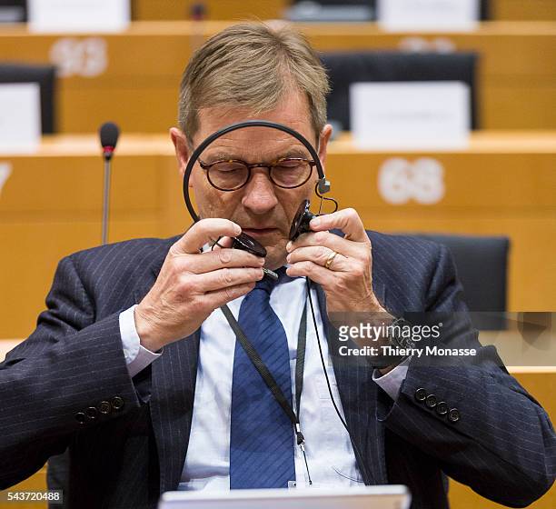 Brussels, Belgium, February 24; 2015. -- Danish Member of the European Parliament Bendt Bendtsen is listening during a Committee on Industry,...