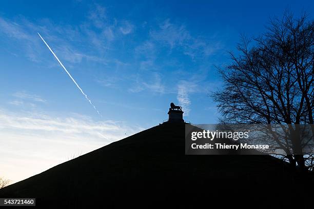 Waterloo, Walloon Brabant, Wallonia ,Belgium. March 12, 2015. -- The Lion's Mound on the battlefield of Waterloo. Lion's Hillock is an artificial...