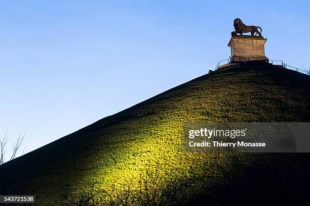 Waterloo, Walloon Brabant, Wallonia ,Belgium. March 12, 2015. -- The Lion's Mound on the battlefield of Waterloo. Lion's Hillock is an artificial...