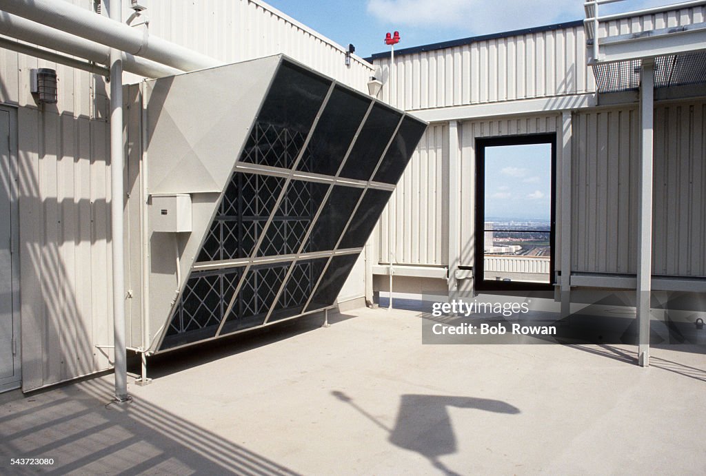 A view of the air intake ducts of a ventilation system for a... News ...