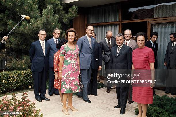 French Prime Minister Jacques Chirac and his wife Bernadette are welcomed in Romania by Romanian President Nicolae Ceausescu and his wife Elena.