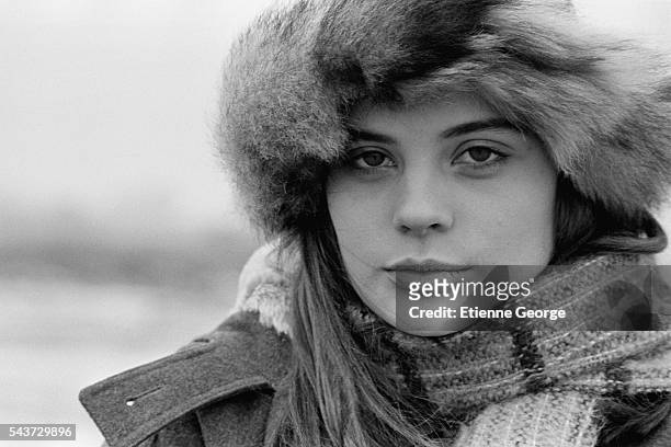 French actress Marie Trintignant on the set of the film Serie Noire, directed by Alain Corneau and based on American writer Jim Thompson's novel A...