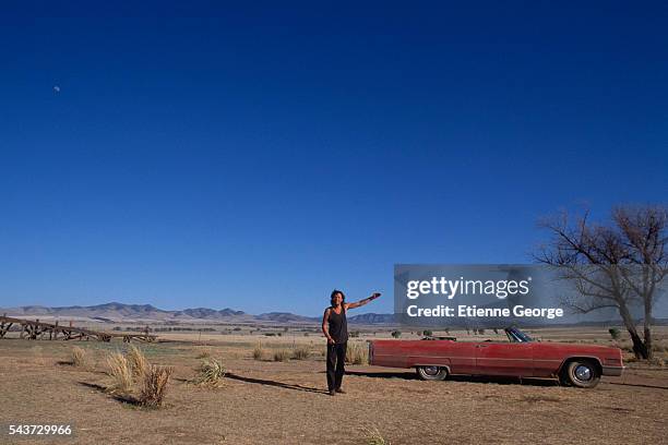 Serbian director Emir Kusturica on the set of his film Arizona Dream.