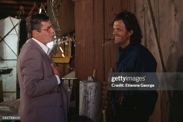 Actors Jerry Lewis and Johnny Depp on the set of Arizona Dream, directed by Serbian director Emir Kusturica.