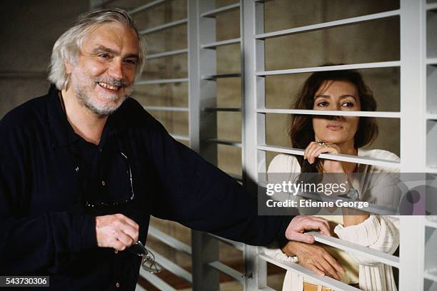 French actress Caroline Cellier on the set of the film Delit Mineur, directed by French director Francis Girod .