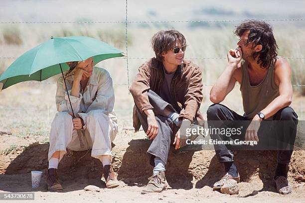 Actors Faye Dunaway, Johnny Depp and Jerry Lewis on the set of Arizona Dream, directed by Serbian director Emir Kusturica.