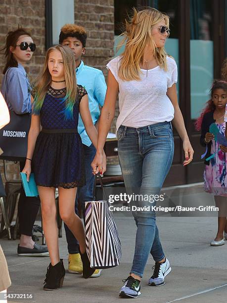 Heidi Klum is seen with her daughter Helene on June 29, 2016 in New York City.